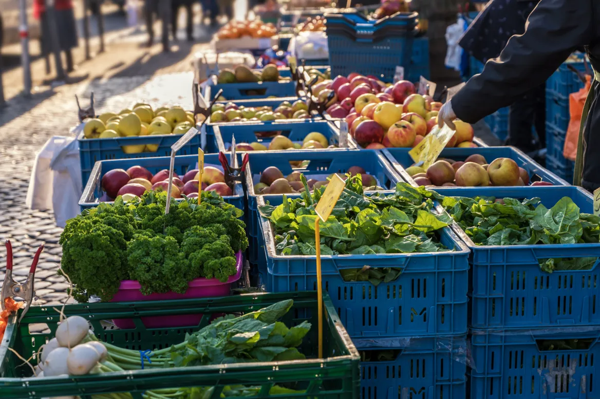 Etal de marché en hiver